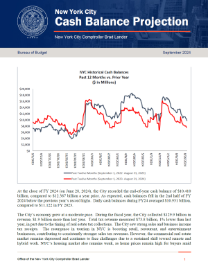 New York City Cash Balance Projection September 1, 2024